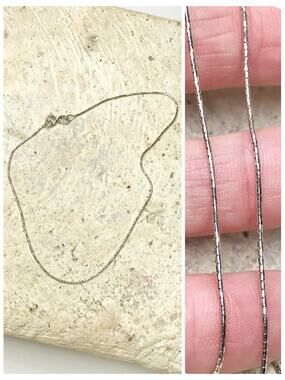 Aurafin Signed 14K Gold White 10in 1.56 gram Boston Link Serpentine Chain Anklet